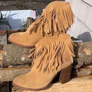 Frye booties with fringe size 8 Suede